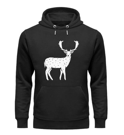 Tier des Waldes Hirsch gezeichnet - Unisex Premium Bio Hoodie Black XS 