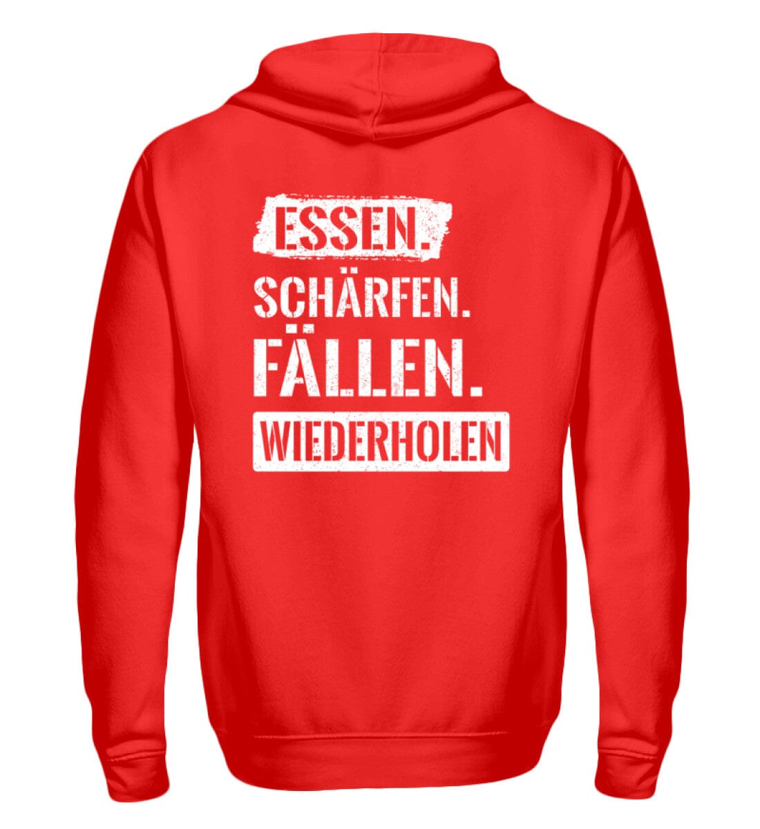 Essen. Schärfen. Fällen. - Zip-Hoodie Rubin Red S 