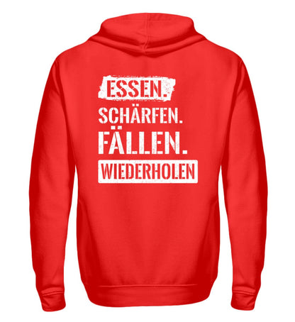 Essen. Schärfen. Fällen. - Zip-Hoodie Rubin Red S 