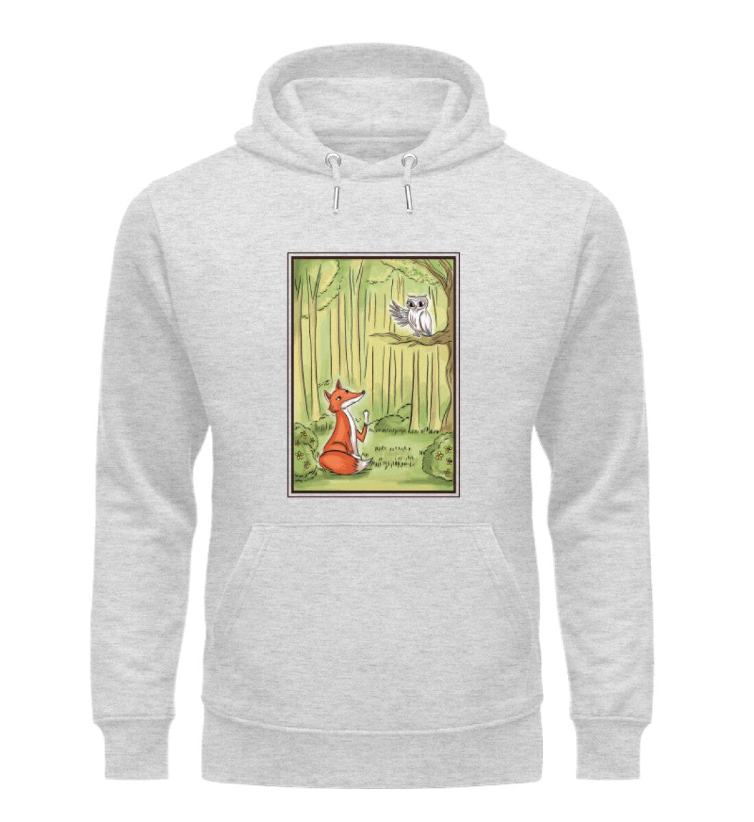 Fuchs und Eule im Wald - Unisex Premium Bio Hoodie Heather Grey XS 