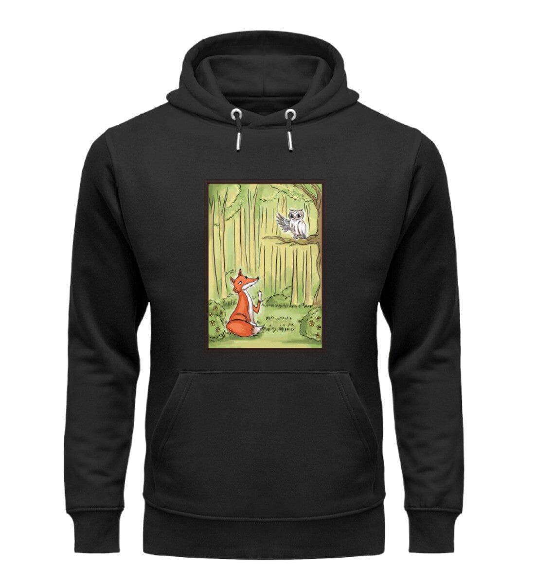 Fuchs und Eule im Wald - Unisex Premium Bio Hoodie Black XS 