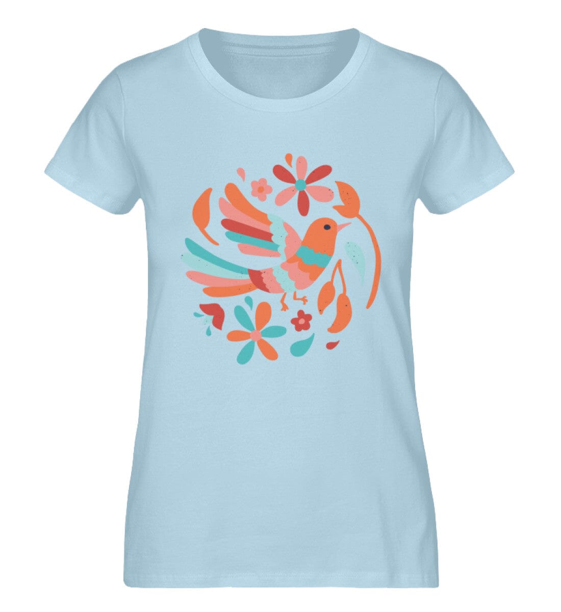 Der Vogel und die Blumen - Damen Premium Bio Shirt Sky Blue S 