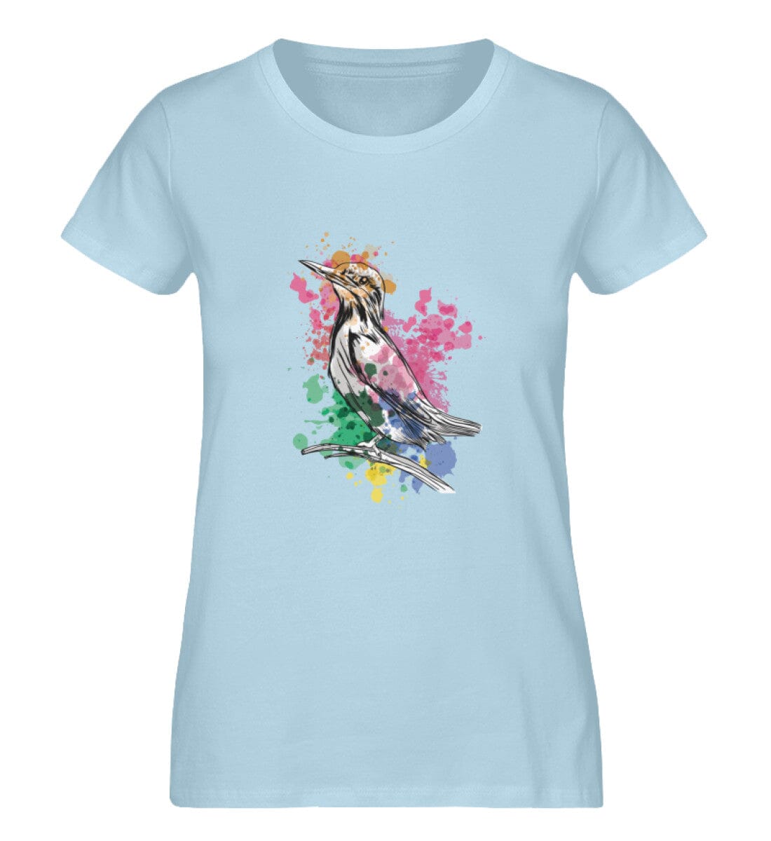Wasserfarben-Vogel - Damen Premium Bio Shirt Sky Blue S 