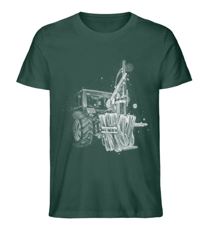 Holzspalter an Traktor - Unisex Premium Bio Shirt Glazed Green S 