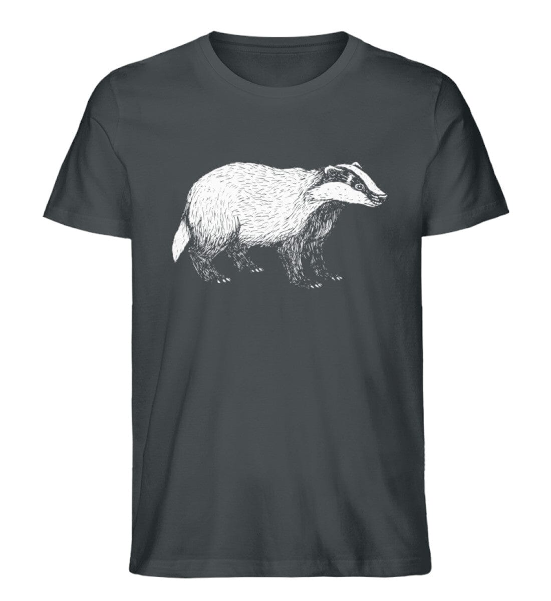 Tier des Waldes Dachs gezeichnet - Unisex Premium Bio Shirt India Ink Grey S 