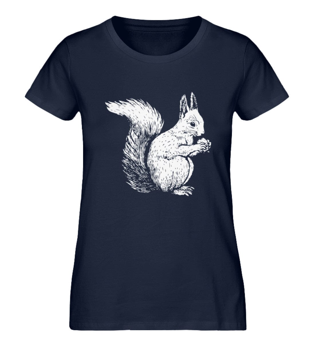 Tier des Waldes Eichhörnchen gezeichnet - Damen Premium Bio Shirt French Navy XS 