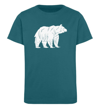 Tier des Waldes Bär gezeichnet - Kinder Bio Shirt Ocean Depth 12/14 (152/164) 