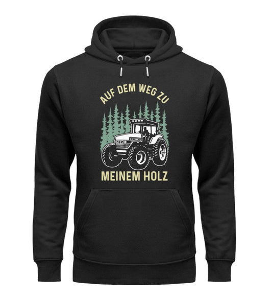 Auf dem Weg zum Holz - Unisex Premium Bio Hoodie Black XS 