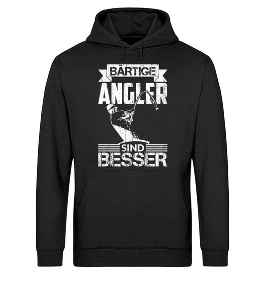 Bärtige Angler sind besser - Unisex Bio Hoodie Black XS 