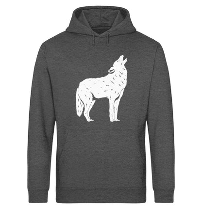 Tier des Waldes Wolf gezeichnet - Unisex Bio Hoodie Dark Heather Grey XS 