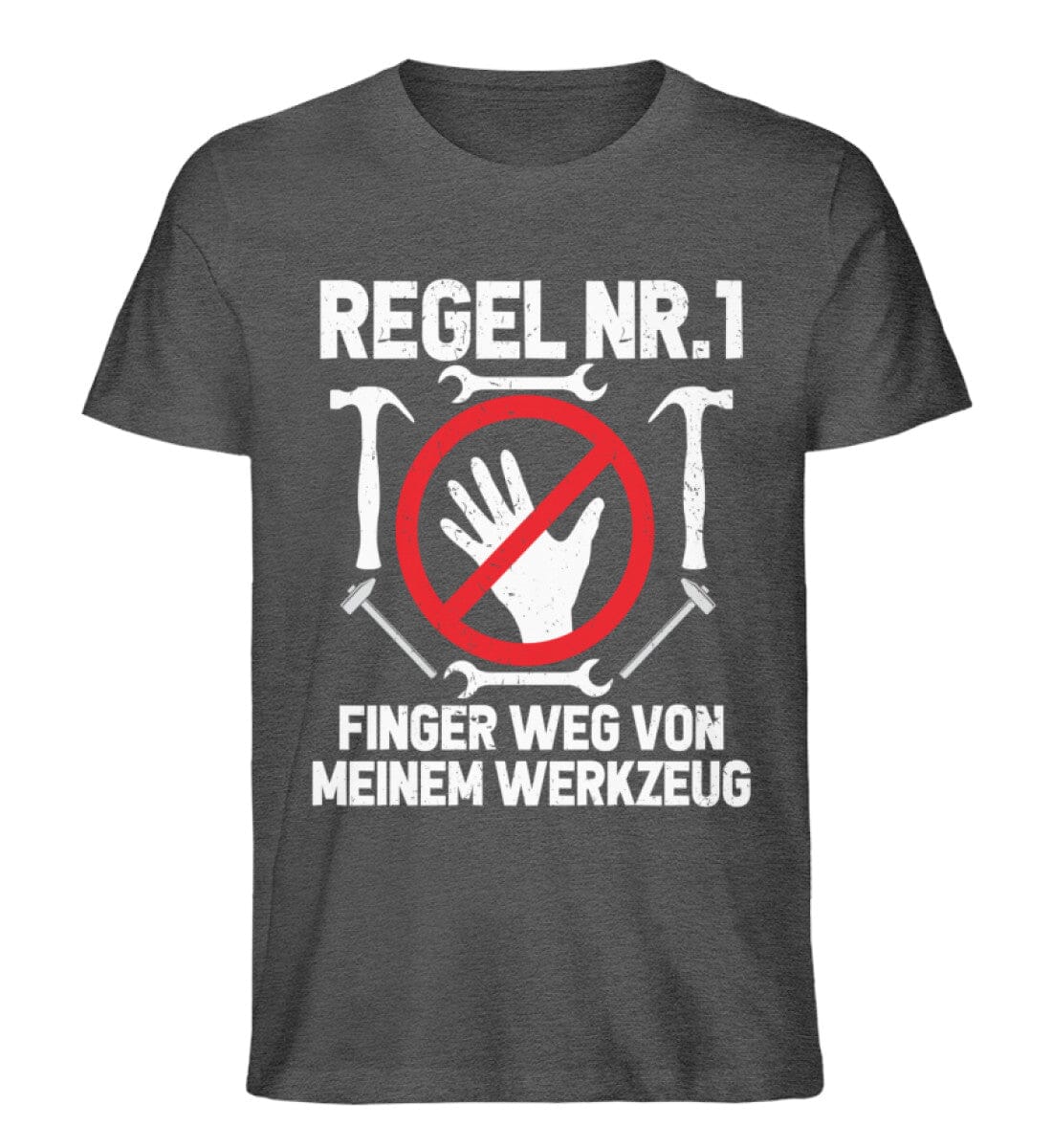 Finger weg von meinem Werkzeug - Unisex Premium Bio Shirt Dark Heather Grey S 