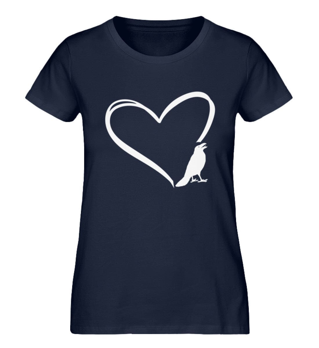 Tier im Herz Krähe Rabe - Damen Premium Bio Shirt French Navy XS 