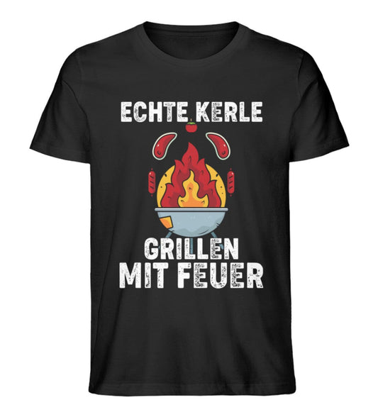 Echte Kerle grillen mit Feuer - Unisex Premium Bio Shirt Black XS 