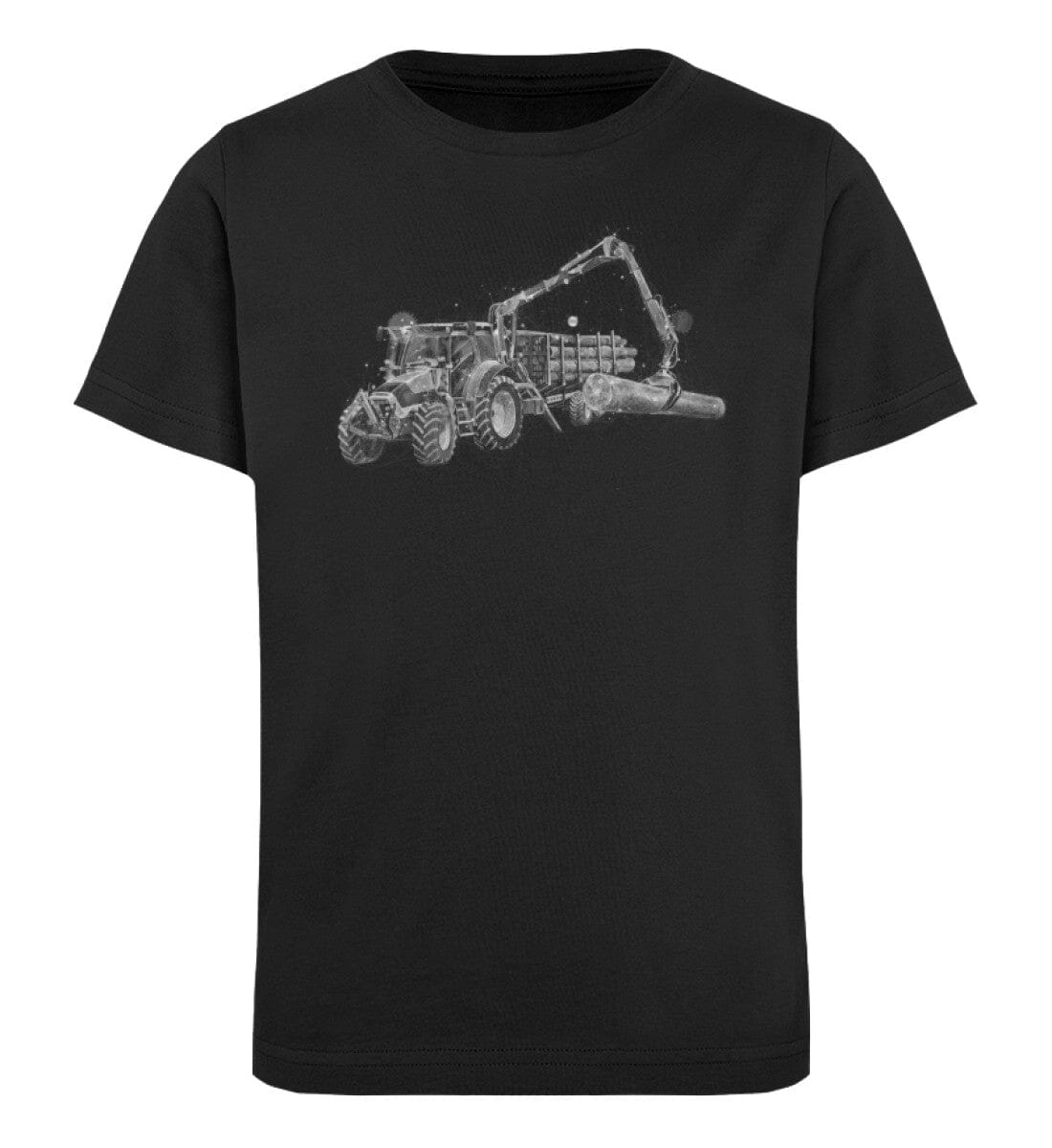 Traktor mit Rückewagen - Kinder Bio Shirt Black 12/14 (152/164) 