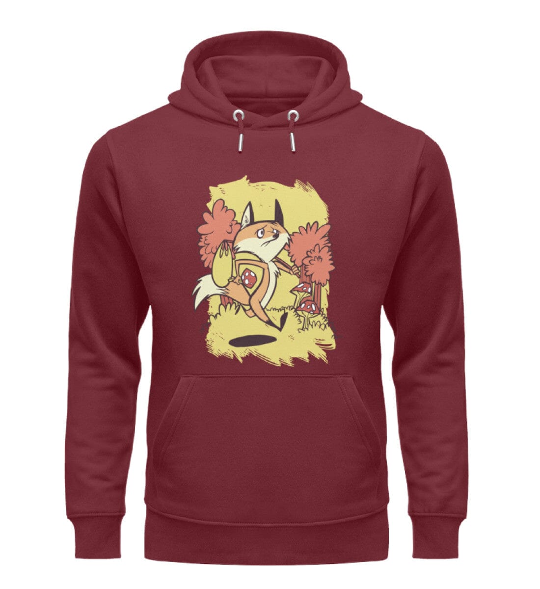 Fuchs mit Pilz im Wald - Unisex Premium Bio Hoodie Burgundy S 