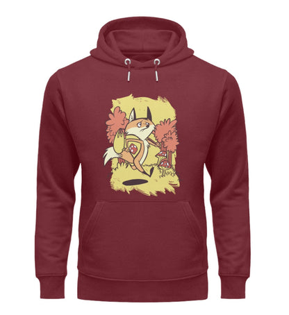 Fuchs mit Pilz im Wald - Unisex Premium Bio Hoodie Burgundy S 