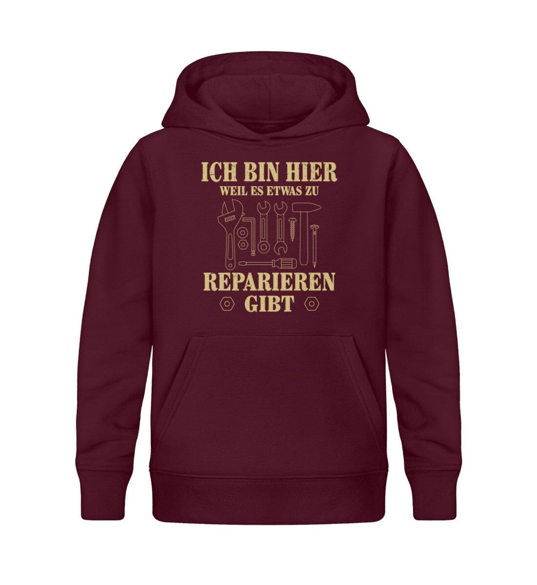 Ich bin zum reparieren hier - Kinder Bio Hoodie Burgundy 12/14 (152/164) 