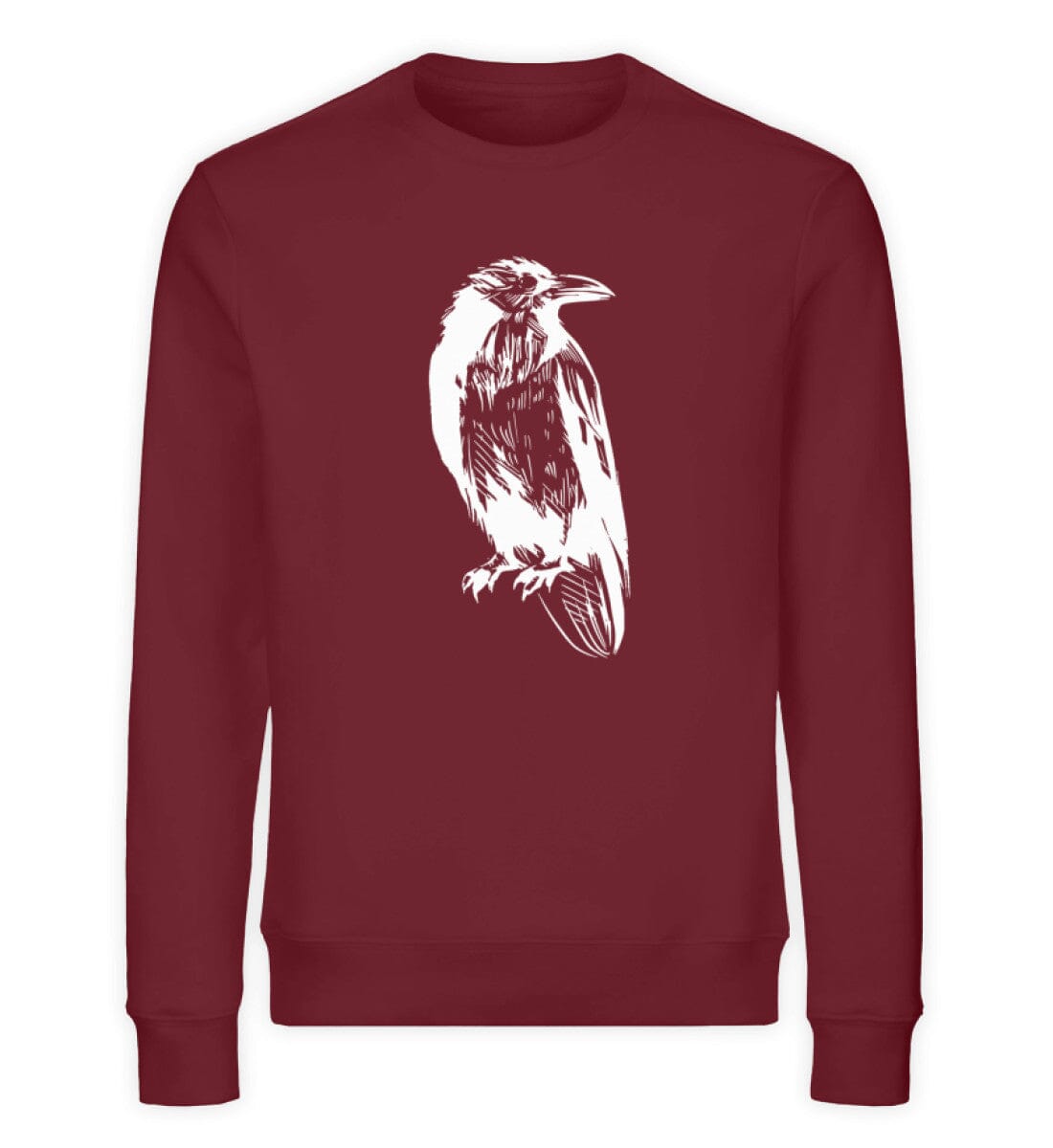 Tier des Waldes Krähe Rabe gezeichnet - Unisex Bio Sweatshirt Burgundy S 