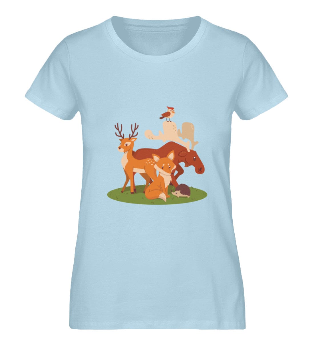Tiere im Wald - Damen Premium Bio Shirt Sky Blue S 
