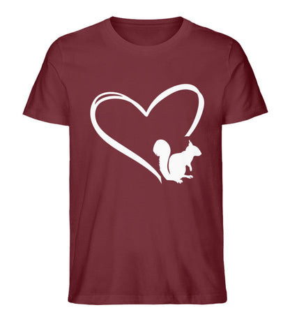 Tier im Herz Eichhörnchen - Unisex Premium Bio Shirt Burgundy S 