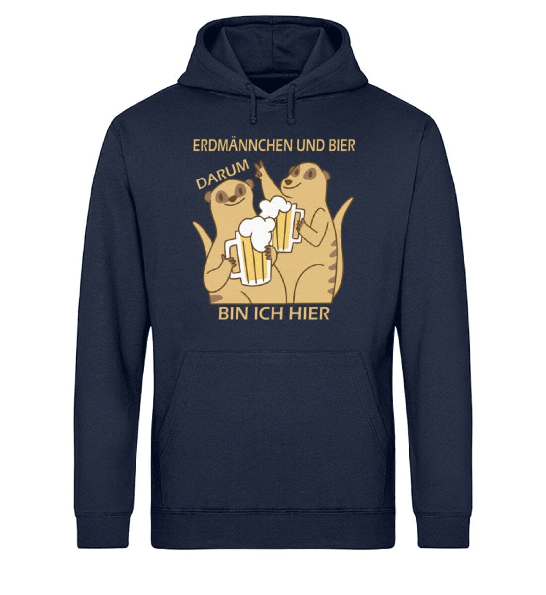 Erdmännchen und Bier - Unisex Bio Hoodie French Navy XS 