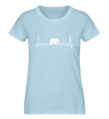 Herzschlag Bär - Damen Premium Bio Shirt Sky Blue S 