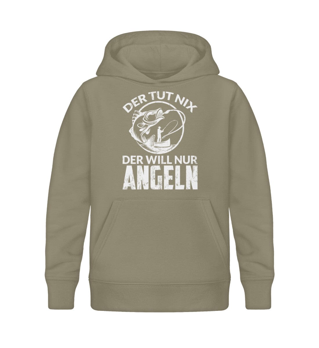 Der will nur angeln - Kinder Bio Hoodie Khaki 12/14 (152/164) 