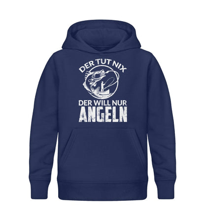 Der will nur angeln - Kinder Bio Hoodie French Navy 12/14 (152/164) 