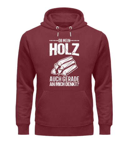 Mein Holz denkt an mich - Unisex Premium Bio Hoodie Burgundy S 