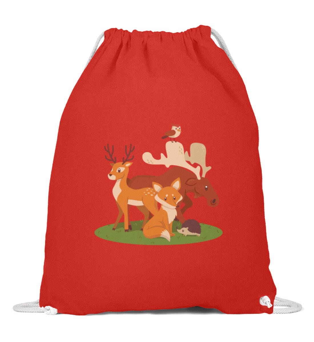 Tiere im Wald - Baumwoll Gymsac Bright Red 37cm-46cm 