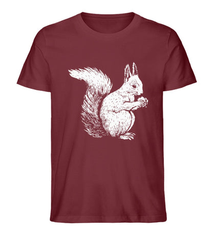 Tier des Waldes Eichhörnchen gezeichnet - Unisex Premium Bio Shirt Burgundy S 