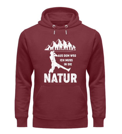 Ich muss in die Natur - Unisex Premium Bio Hoodie Burgundy S 