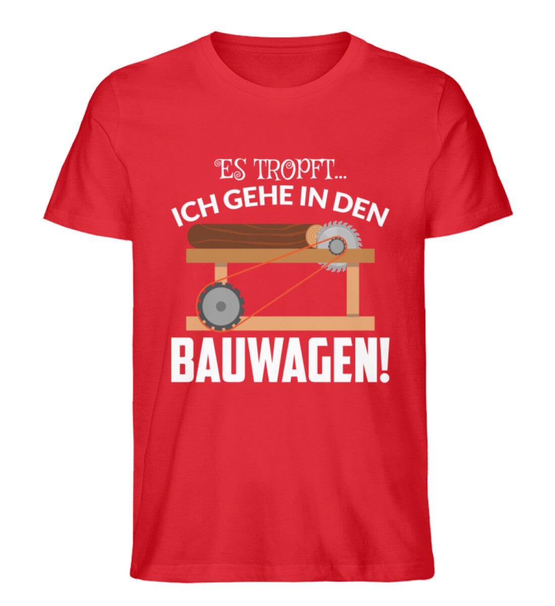 Ich gehe in den Bauwagen - Unisex Premium Bio Shirt Red S 