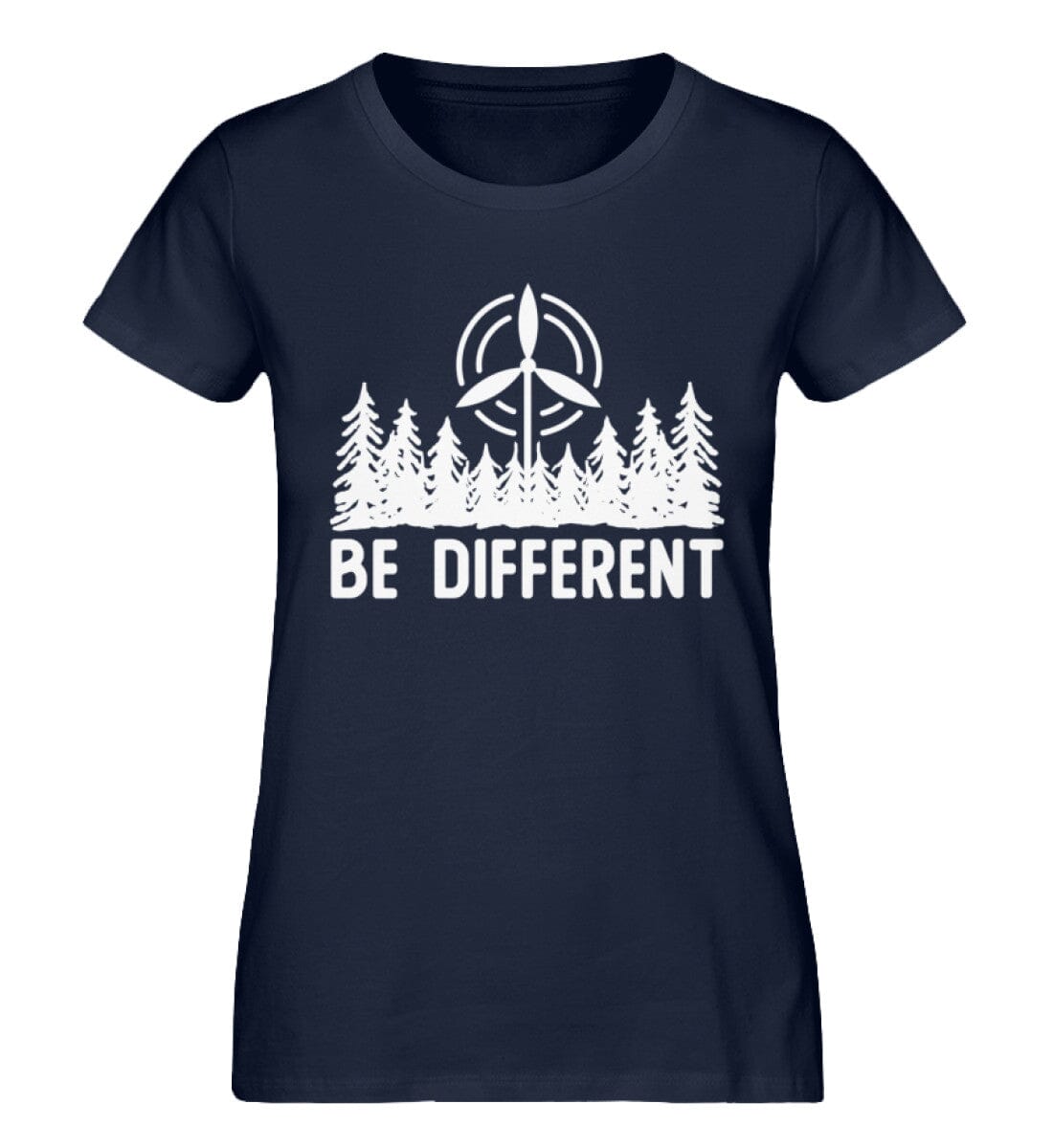 Be Different Windrad unter Bäumen - Damen Premium Bio Shirt French Navy XS 