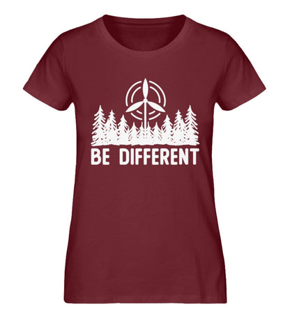 Be Different Windrad unter Bäumen - Damen Premium Bio Shirt Burgundy XS 