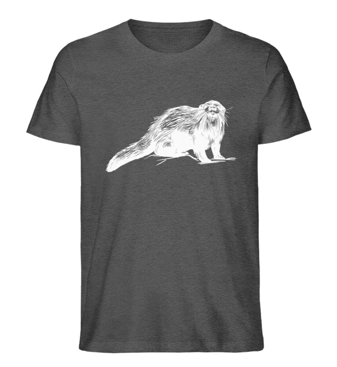 Tier des Waldes Otter gezeichnet - Unisex Premium Bio Shirt Dark Heather Grey S 