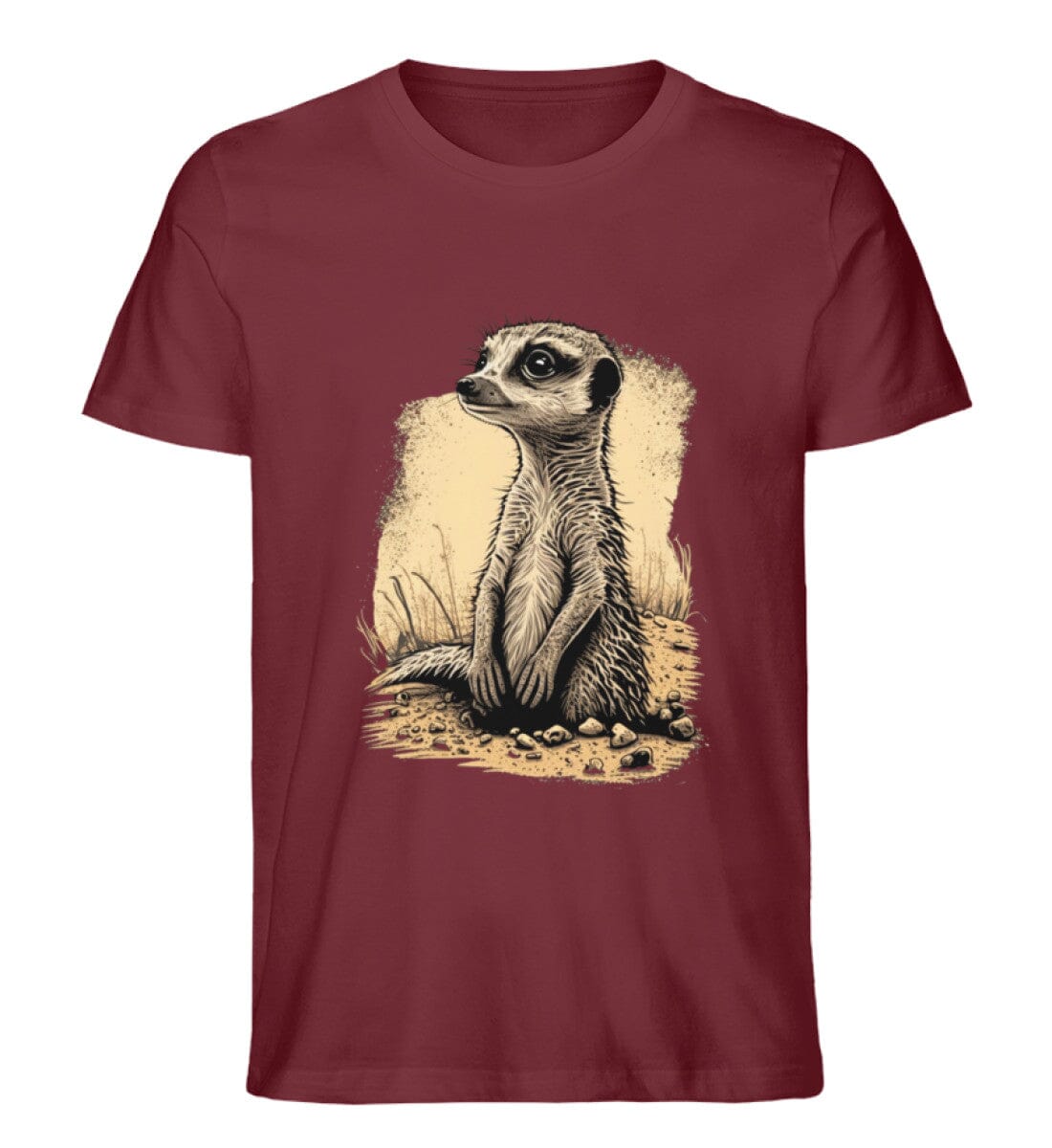 Erdmännchen in der Natur - Unisex Premium Bio Shirt Burgundy S 