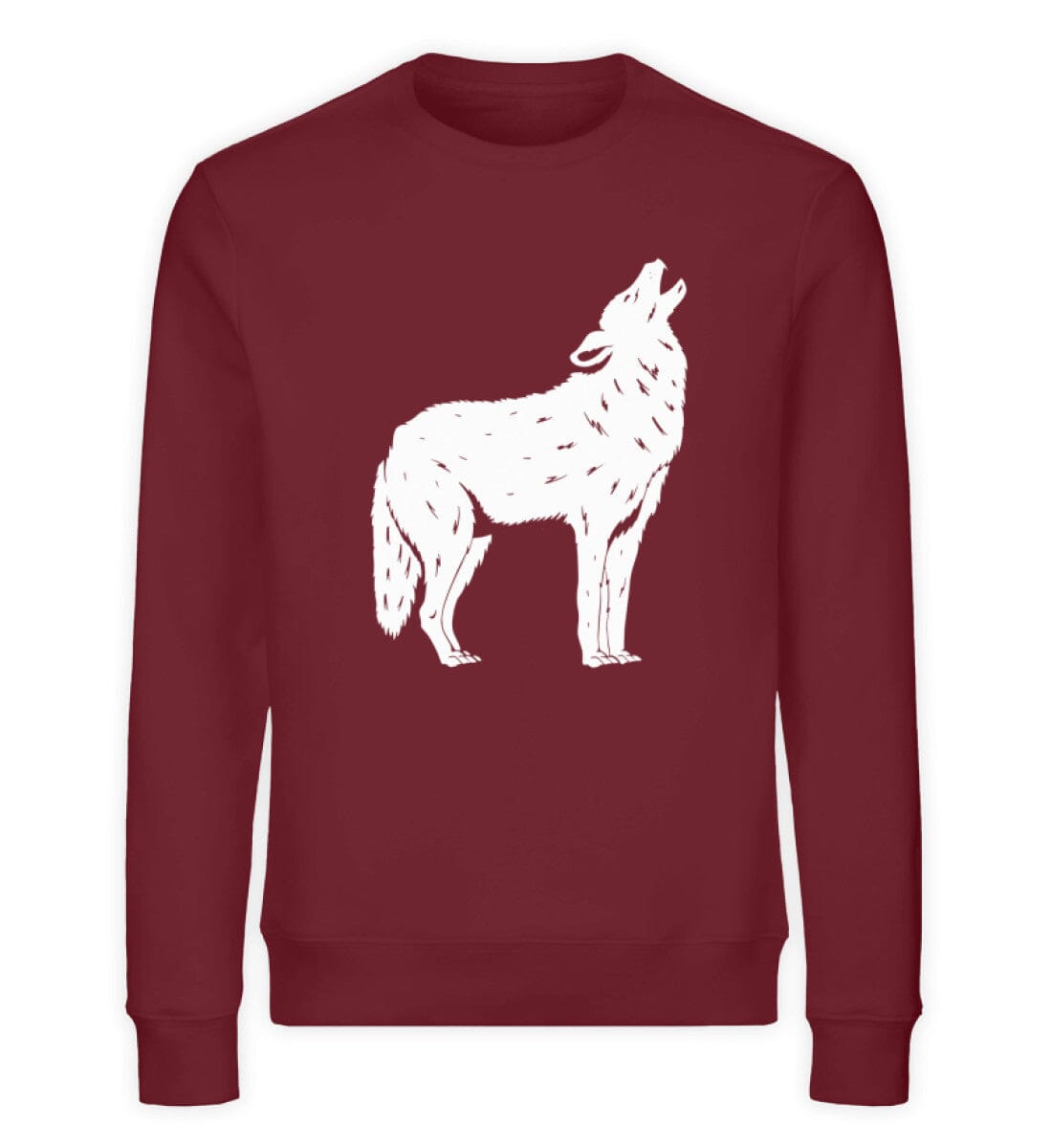 Tier des Waldes Wolf gezeichnet - Unisex Bio Sweatshirt Burgundy S 