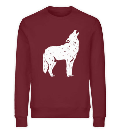 Tier des Waldes Wolf gezeichnet - Unisex Bio Sweatshirt Burgundy S 