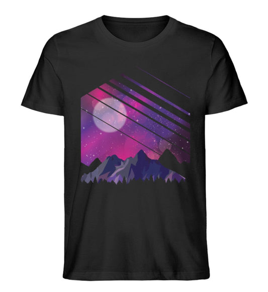 Berge und Galaxie - Unisex Premium Bio Shirt Black S 