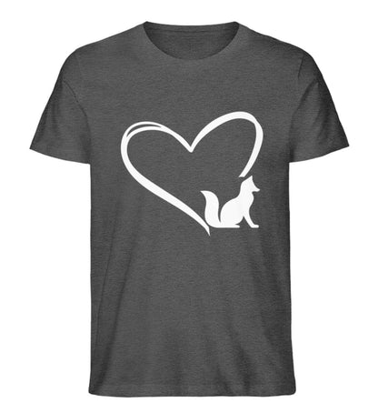 Tier im Herz Fuchs - Unisex Premium Bio Shirt Dark Heather Grey S 