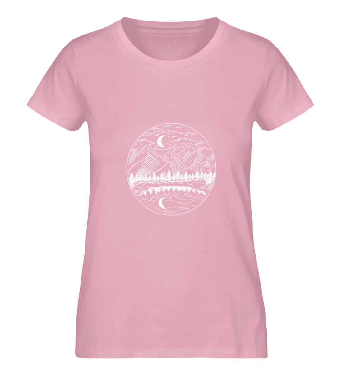 Eine Landschaft mit Bäumen und Bergen - Damen Premium Bio Shirt Cotton Pink S 