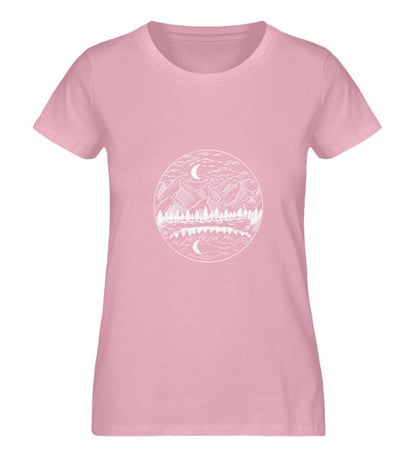 Eine Landschaft mit Bäumen und Bergen - Damen Premium Bio Shirt Cotton Pink S 