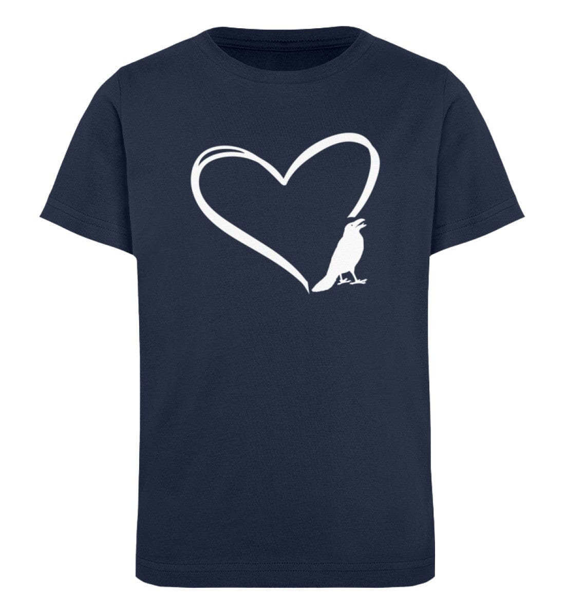 Tier im Herz Krähe Rabe - Kinder Bio Shirt French Navy 12/14 (152/164) 