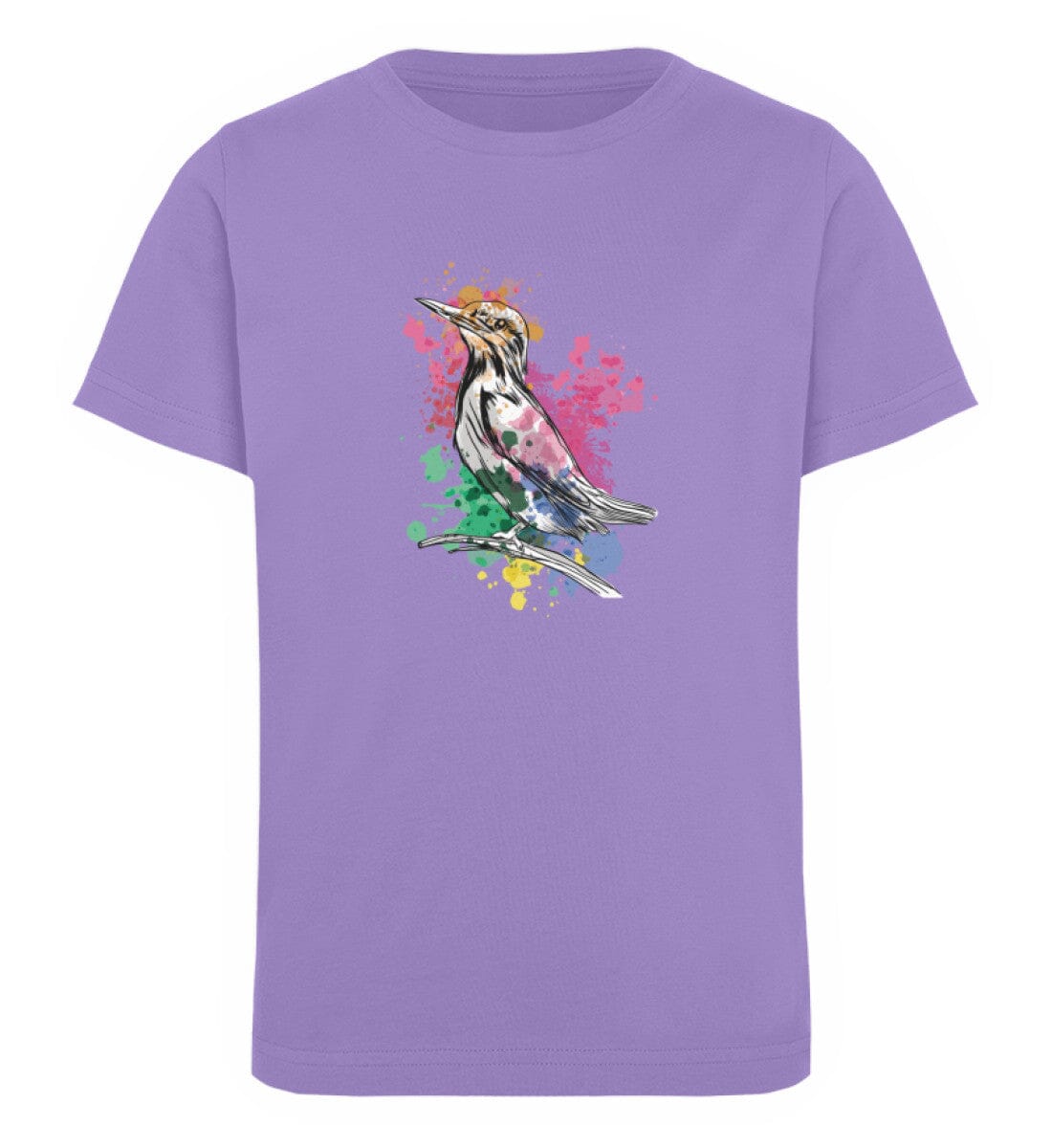 Wasserfarben-Vogel - Kinder Bio Shirt Lavender Dawn 5/6 (110/116) 