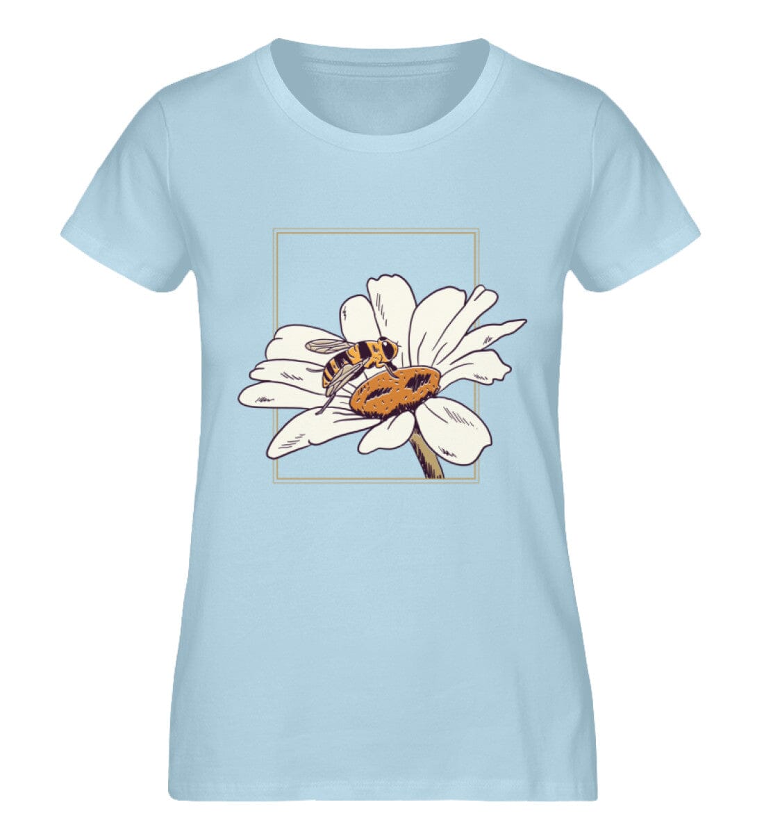 Biene mit Blume - Damen Premium Bio Shirt Sky Blue S 