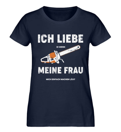 Ich liebe meine Frau - Damen Premium Bio Shirt French Navy S 