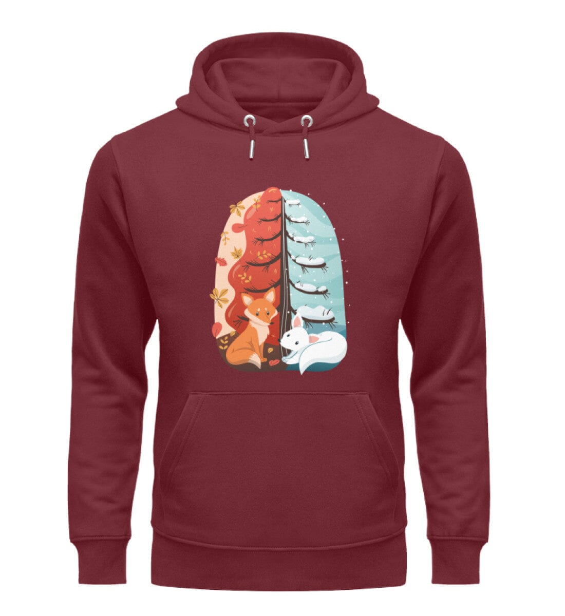 Fuchs im Herbst und Winter - Unisex Premium Bio Hoodie Burgundy S 