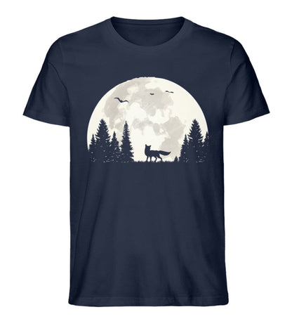 Vollmond im Wald mit Fuchs - Unisex Premium Bio Shirt French Navy XS 