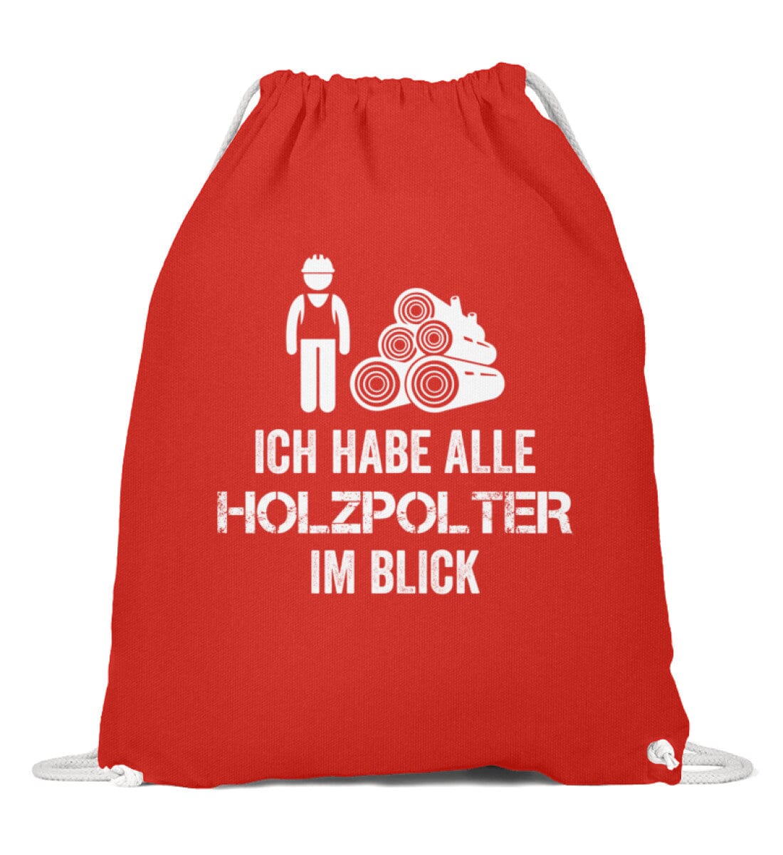 Holzpolter im Blick - Baumwoll Gymsac Bright Red 37cm-46cm 